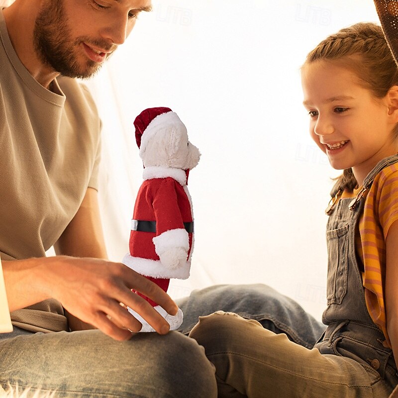 Christmas Standing Bear Plush Figurine, Cute Red Bear Ornament for Window Display, Xmas Gift for Kids, Holiday Plush Doll Decor3