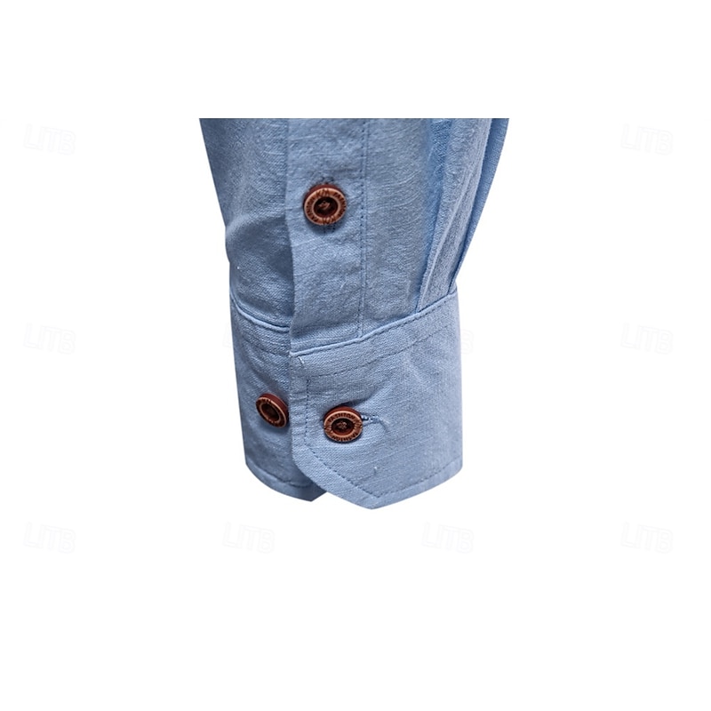 Men's Shirt Linen Shirt Summer Shirt Button Up Shirt Plain Casual Daily Black White Light Green Navy Blue Long Sleeve Collar Spring & Summer Clothing Apparel4