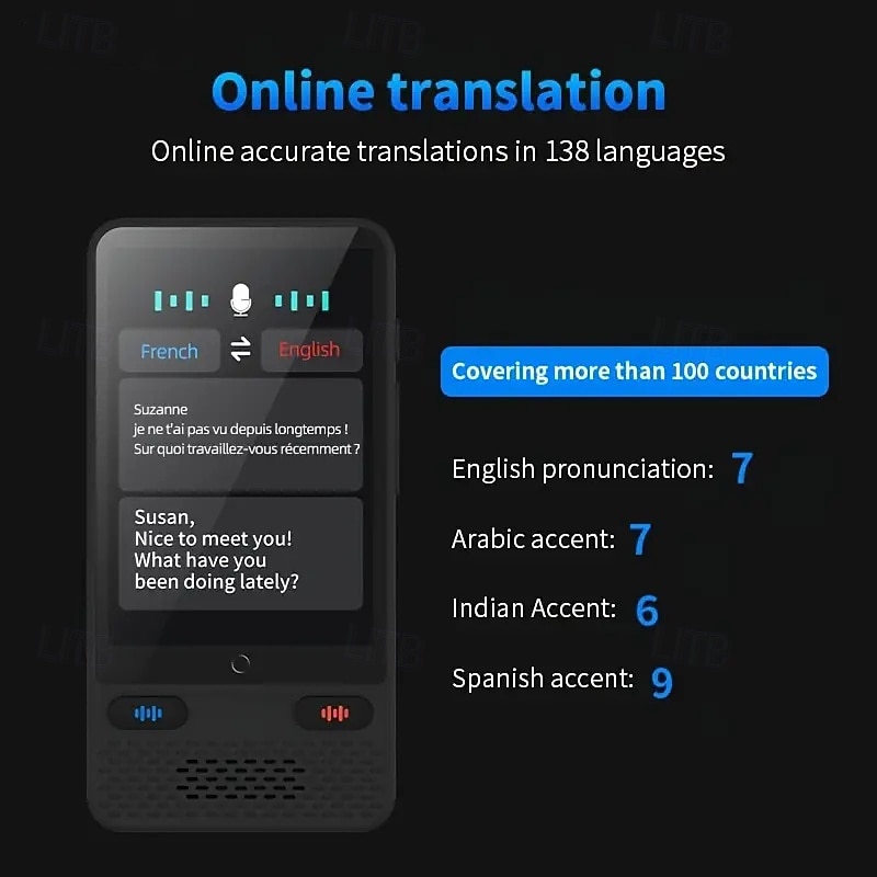 Language Translation Device Two-way Real-time Voice Translation Supports 138 Languages Accurate Offline And Recorded Photo Translator With 3.54 Hd Inch Touchscreen For Travel Business And Study3
