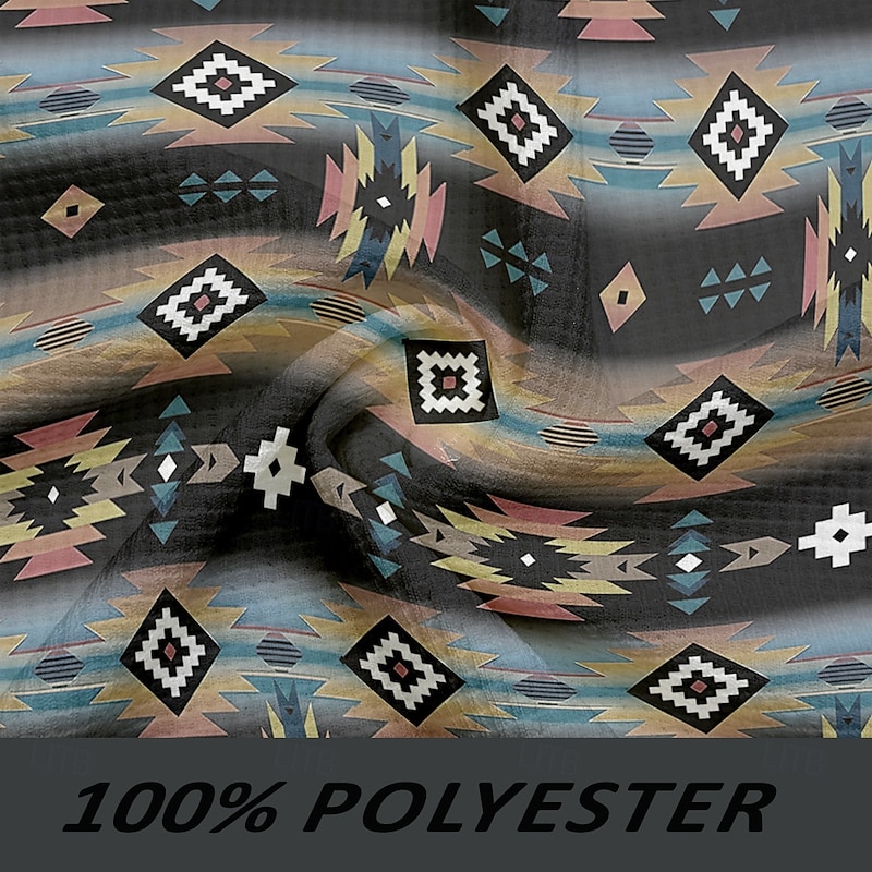 Men's New Year Checked print Henley Shirt Long Sleeve 3D Printing Casual Party Street Casual Winter Spring &  Fall Navy Blue Henley Henley T-Shirt3