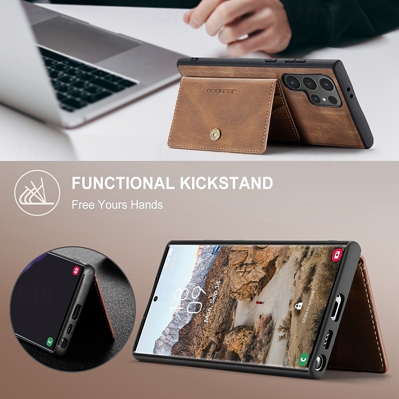 Phone Case For Samsung Galaxy S25 S24 S24 FE S23 S22 S21 Ultra Plus A55 5G A35 5G A15 A14 Back Cover with Stand Holder Magnetic Support Wireless Charging Retro TPU PC PU Leather2