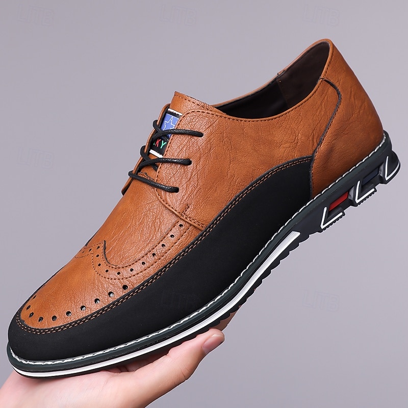 Men's Two-Tone Faux Leather Oxford Shoes – Lace-Up Design with Brogue Detailing, Stylish and Comfortable for Casual and Formal Occasions4