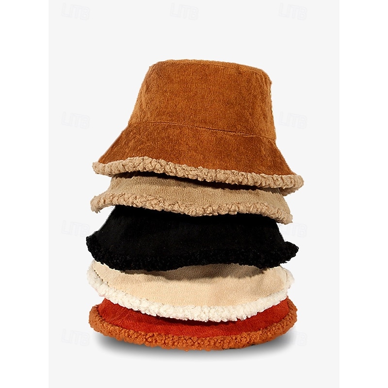 Women's Corduroy Bucket Hats with Sherpa Trim - Multi-Color for All Seasons Outdoor Fashion