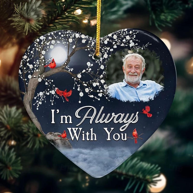 Personalized Christmas Photo Ornaments Custom  Memorial I'm Always With You Acrylic 2D Decor Christmas Tree Xmas Decoration Hanging Pendant Gifts