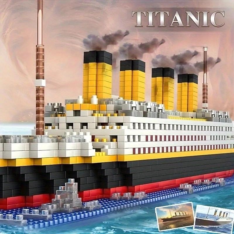 Titanic Mini Building Blocks - DIY Assembled Boat Model with Difficult Building Blocks, Cruise Ornaments, Educational Handmade Model Toy for Easter, Christmas, Halloween Gift2