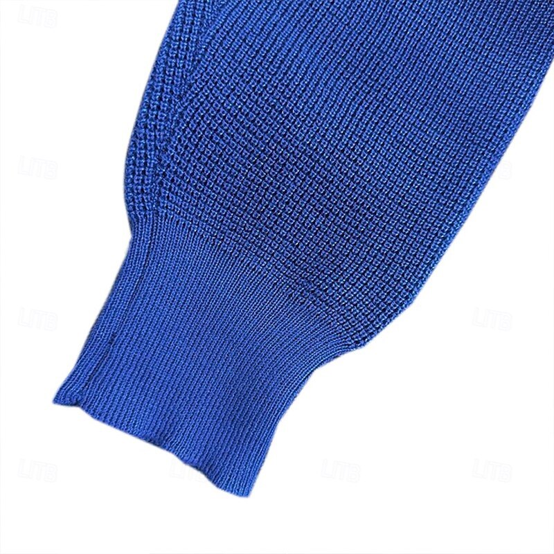 Men's Pullover Sweater Jumper Cable Knit Sweater Patch Sweater Ribbed Knit Regular Knitted Plain Stand Collar Vintage Keep Warm Daily Wear Going out Clothing Apparel Fall Winter Black Royal Blue M L4