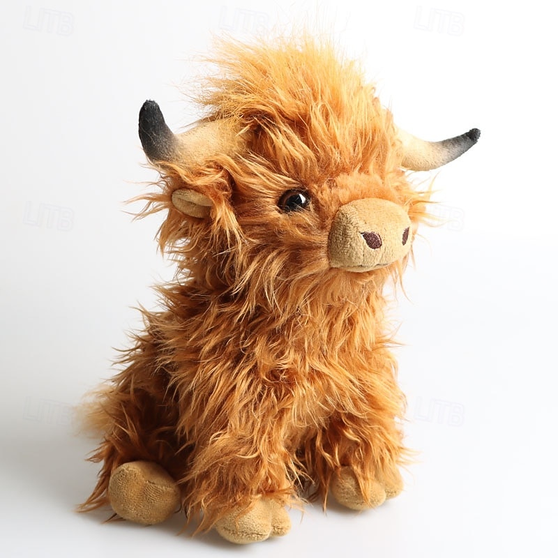 Highland Cow Brown Stuffed Animal   Soft Toy Gift for Kids  Naturli Eco-Friendly Plush  9.8 Inches2