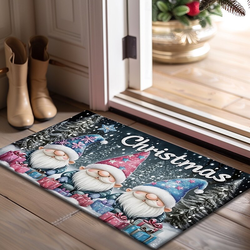 Christmas Decorations Doormat Cute Gnomes Kitchen Mat Floor Mat Non-Slip Area Rug Oil Proof Rug Indoor Outdoor Mat Bedroom Decor Bathroom Mat Entrance Rug2