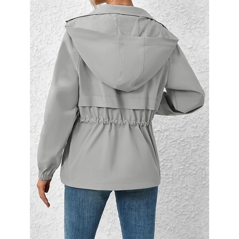 Women's Casual Jacket Outdoor Street Daily Wear Fall Winter Regular Coat Regular Fit Waterproof Windproof Breathable Stylish Casual Jacket Long Sleeve Plain with Pockets Full Zip Black White Coffee3