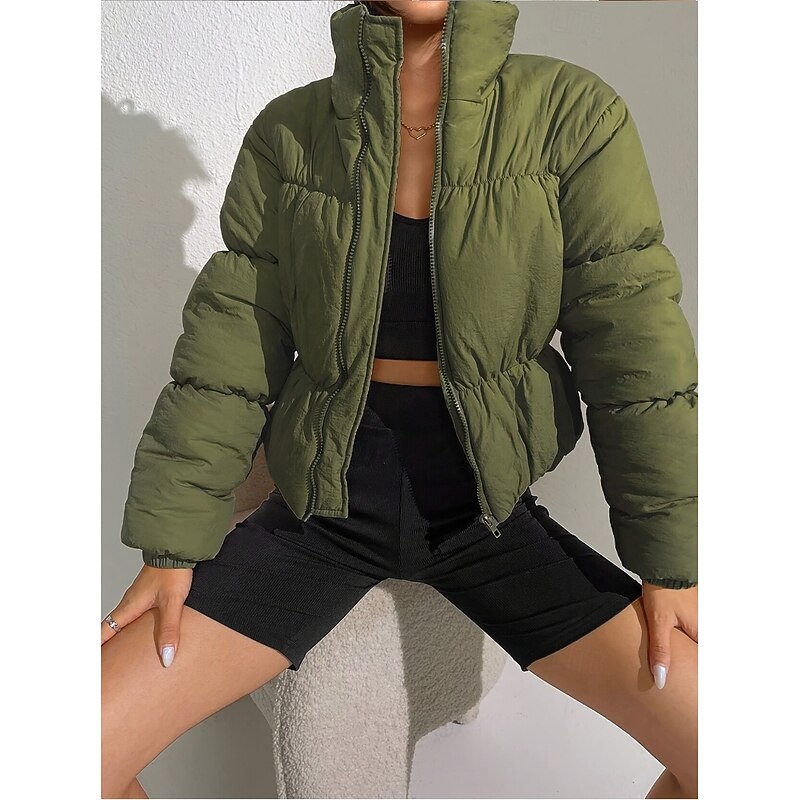 Women's Tunic Dressy Tops Solid Color Elegant Daily Long Sleeve V Neck Army Green Spring Fall Winter4