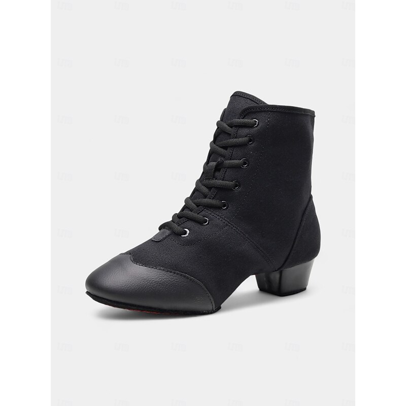 Women's Black Lace-Up Jazz Dance Boots with Suede Sole – Comfortable Performance Shoes for Ballroom, Latin, and Stage Dance3