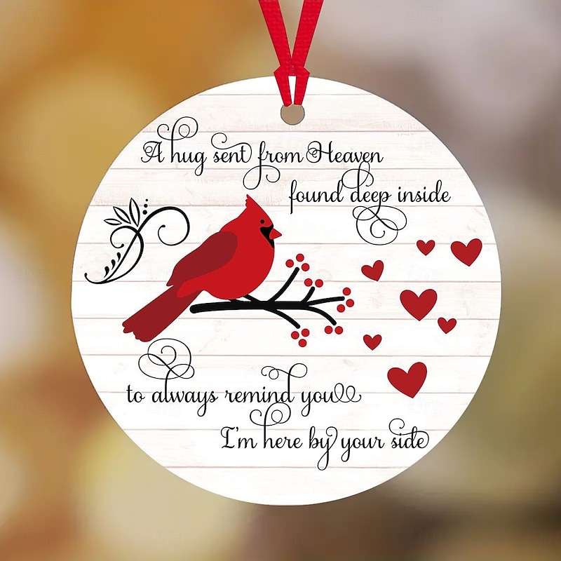 Red Cardinal Christmas Ornaments 2D Acrylic Christmas in Heaven Ornaments in Memory of Loved One Christmas Tree Ornaments Tree Decorations3