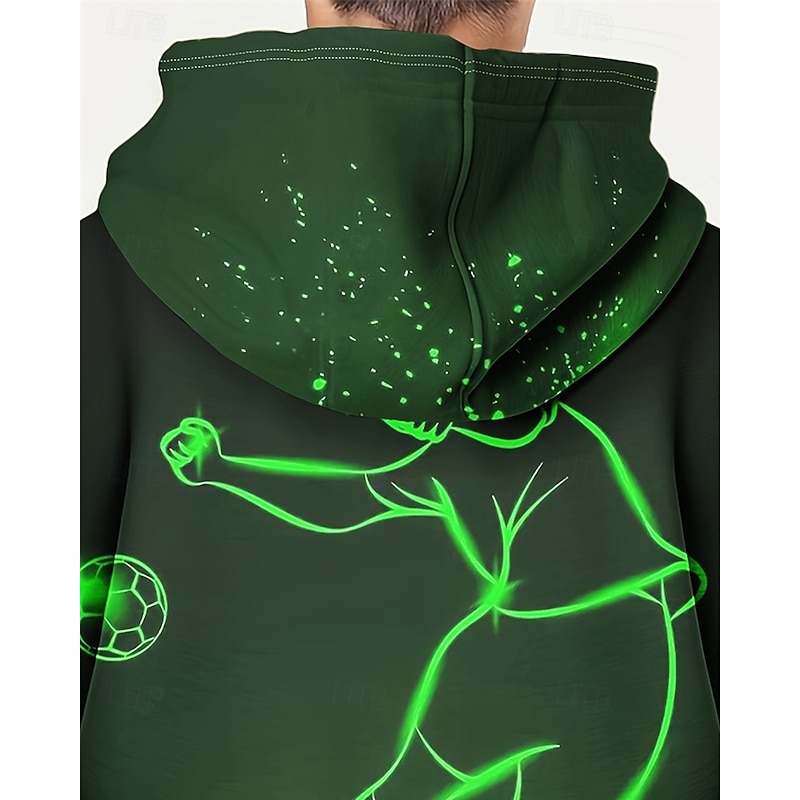 Boys 3D Graphic Football Hoodie Long Sleeve Spring Fall Fashion Streetwear Kids 4-12 Years Hooded Outdoor Casual Daily Regular Fit3