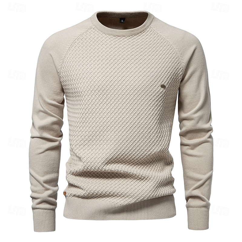 Mens Crew Neck Cotton Pullover Sweater Casual Business Geometric Knitted Mens Sweaters2
