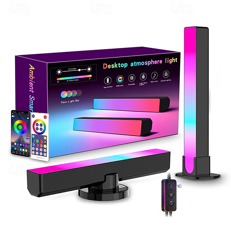 LED Smart Light Tuya WiFi RGB Desktop Lamp, APP Voice Control E-sports USB Polar Lamp, Smart Bluetooth Music Sensor Atmosphere Lamp for Indoor Decorations