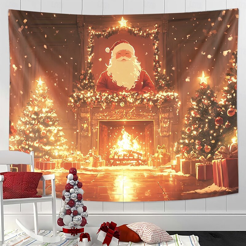 Christmas Decorations Hanging Tapestry Wall Art Xmas Snowman Tree Large Tapestry Mural Decor Photograph Backdrop Blanket Curtain Home Bedroom Living Room3