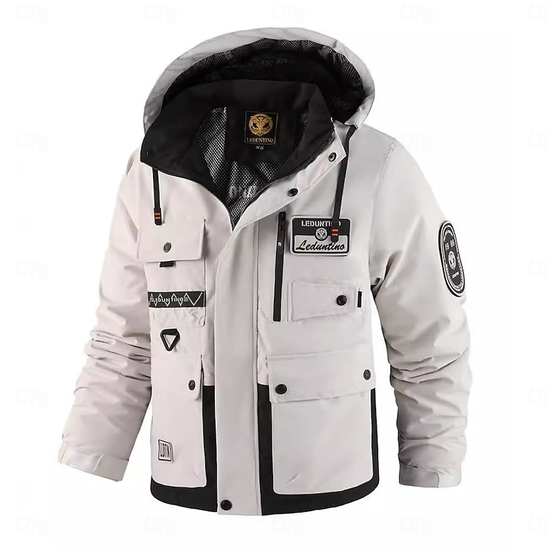 Men's Winter Jacket Sport Coat Hiking Jacket Parka Sports Outdoor Camping & Hiking Waterproof Windbreaker Zipper Pocket Fall Winter Solid Color Active Hooded Regular White Blue Orange Jacket4