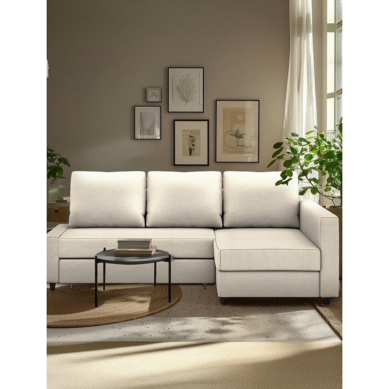 100% Cotton Sofa Cover with Storage Slipcovers Quilted Sofa Bed Cover Solid Color  FRIHETcover LITB PRIME cover