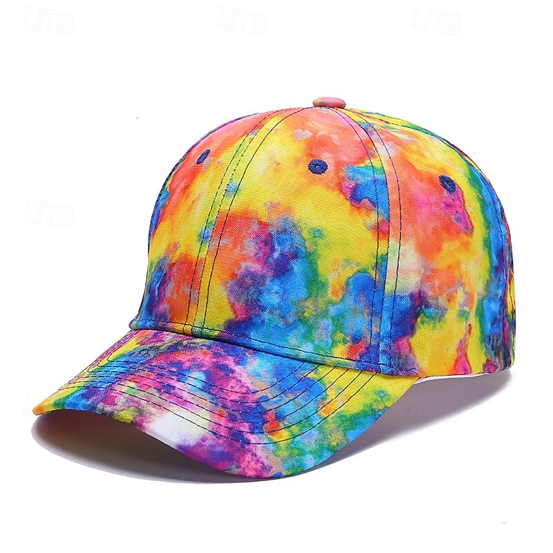 Men's Baseball Cap Sun Hat Trucker Hat White Blue Cotton Adjustable Fashion Daily Wear Festival Tie Dye Casual / Daily