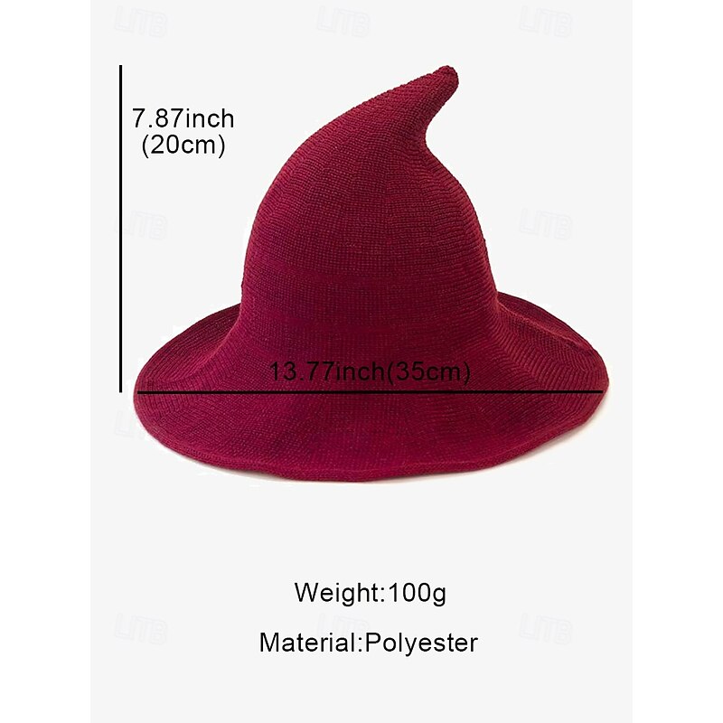 Women's Witch Hat – Knitted Pointed Halloween Costume Hat for Cosplay and Party Wear4