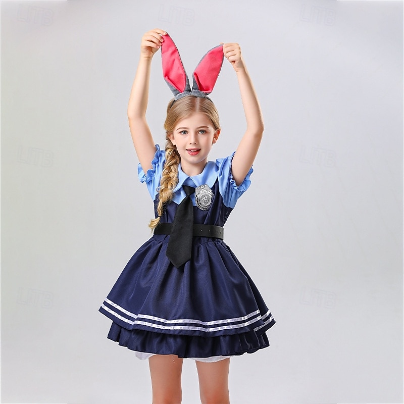 Judy Hopps Dress Cosplay Costume Cosplay Movie Cosplay for Girls' Kid's Masquerade Party / Evening4