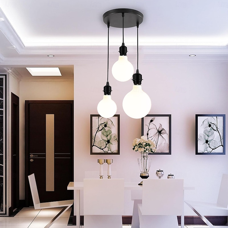 Chandelier Dining Room Chandelier Simple Modern Disc Straight Plate Fashion Glass Lampshade Table Creative Personality Chandelier 85-265V2