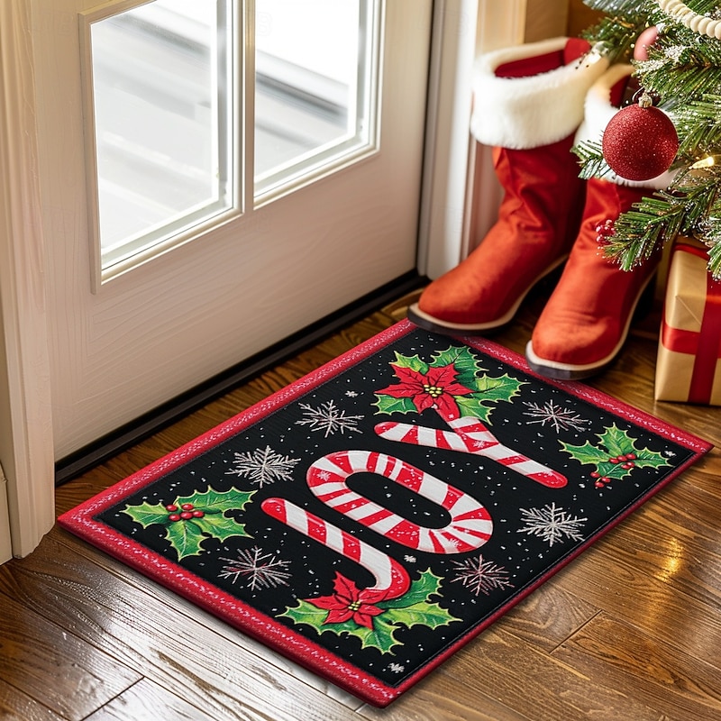 Christmas Decorations Doormat Candy Cane Pointessia Kitchen Mat Floor Mat Non-Slip Area Rug Oil Proof Rug Indoor Outdoor Mat Bedroom Decor Bathroom Mat Entrance Rug2