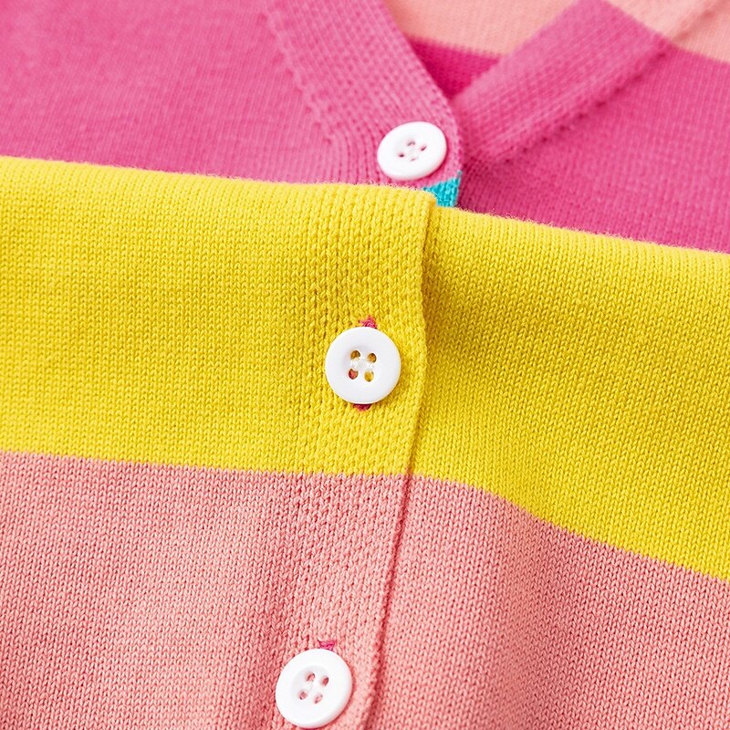 Kids Girls' Back to School Cardigan Rainbow School Long Sleeve Buttons Daily 4 years+ Fall Multicolor3