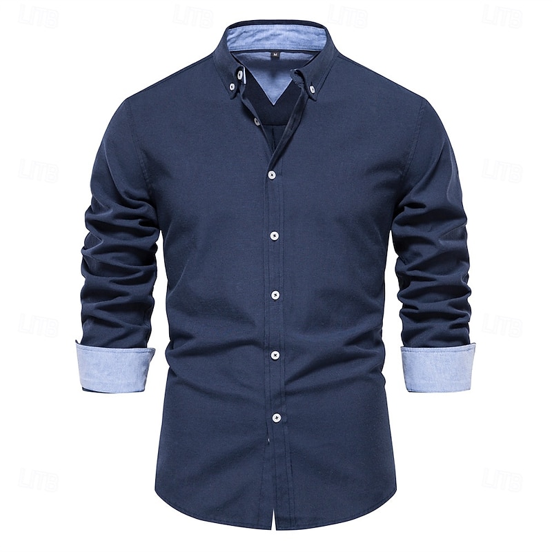 Men's Shirt Dress Shirt Button Down Shirt Oxford Shirt Plain Wedding Outdoor Light Blue Black White Pink Long Sleeve Collar Summer Spring Clothing Apparel2