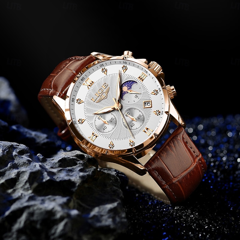 LIGE Men Quartz Watch Business Calendar Stainless Steel Watch4