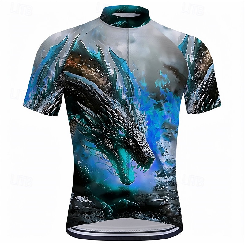 Men's Cycling Jersey Dragon Short Sleeve Bike Tee Tshirt Top with 3 Rear Pockets Mountain Bike MTB Road Bike Cycling Quick Dry Front Zipper Wicking Sports Yellow Blue Purple Clothing Apparel4