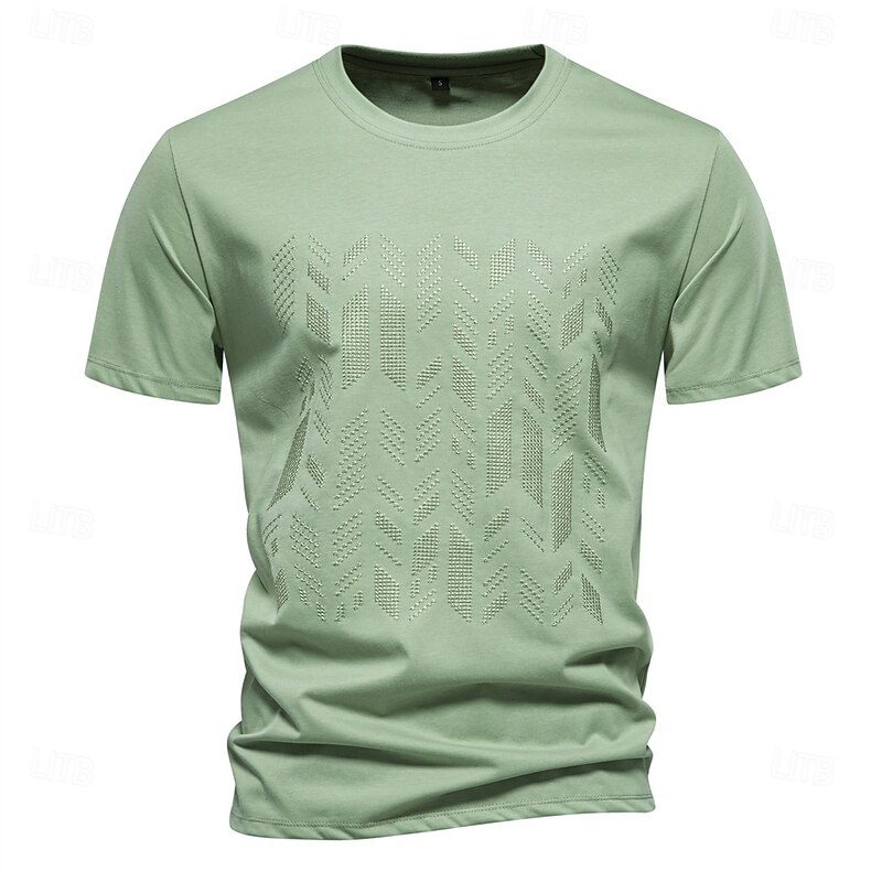Men's Summer Cool Cotton Blend T-shirt  Crewneck Short Sleeve Quality Embroidery Mens Summer T Shirts