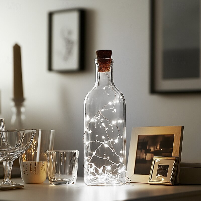 2M 20LED Solar Powered Wine Bottle Cork String Lights, Outdoor Fairy Copper Wire Garland for Christmas Garden Festival Decor3