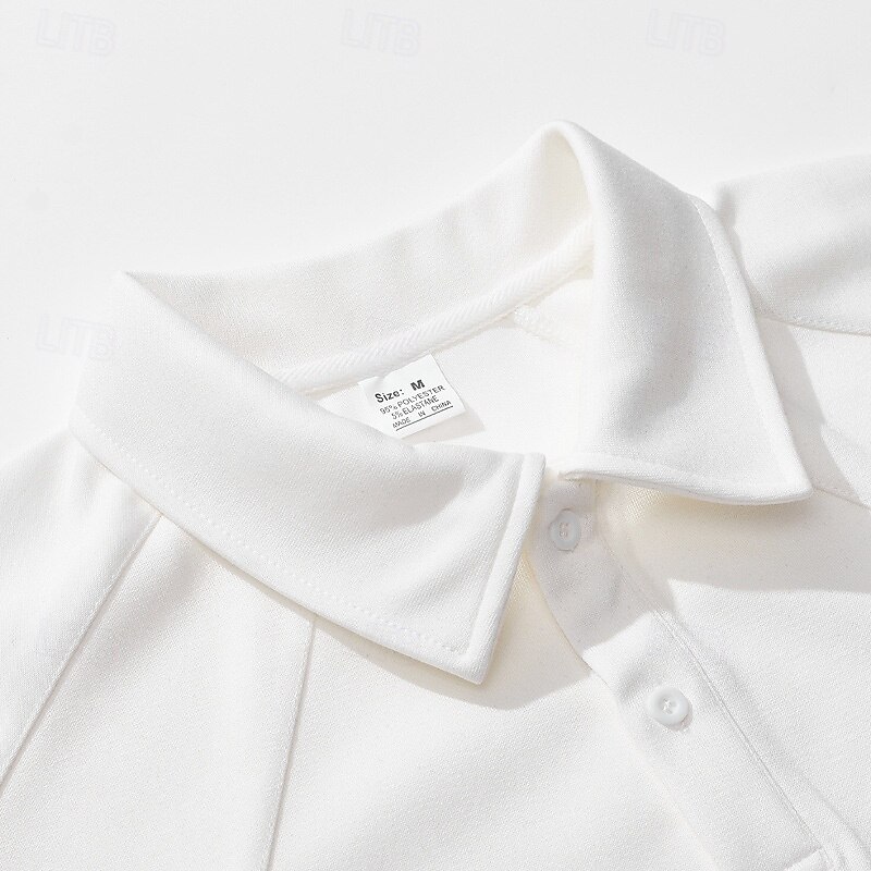 Men's Golf Shirt Golf Polo Work Casual Lapel Long Sleeve Basic Modern Plain Patchwork Button Spring &  Fall Regular Fit Black White Army Green Khaki Light Grey Golf Shirt2