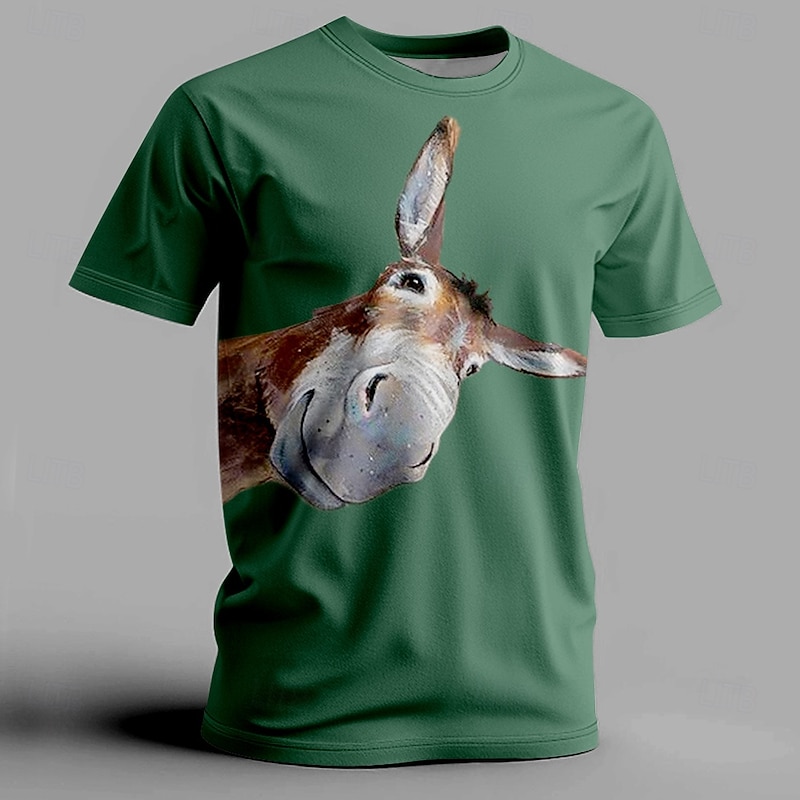 Men's Donkey T Shirt Short Sleeve T shirt 3D Print Crew Neck Shirt Fashion Athleisure Street Sports Outdoor Black White Light Brown Summer Spring Clothing Apparel S M L XL XXL XXXL2