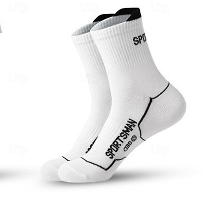 Men's Socks Bike Socks Sports Socks Athletic Socks Camping / Hiking Outdoor Exercise Cycling / Bike Bike / Cycling Warm Breathable Non-Skid 1 Pair Winter Letter & Number Cotton Black White Red2