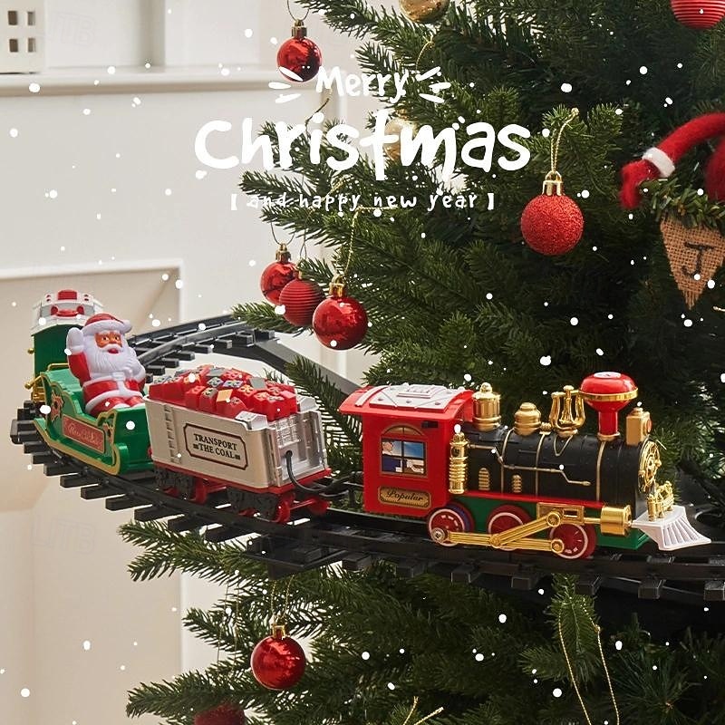 Christmas Train Set - Electric Christmas Decoration with Sound and Light for Christmas Tree, Rail Car, Gift Toys, and Peripheral Products for Thanksgiving and Holiday Season2