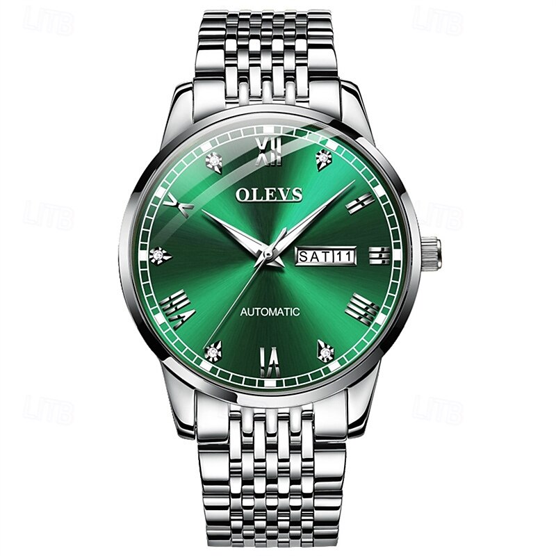New Olevs Olevs Brand Fashion Trend Men'S Steel Belt Watch Calendar Week Display Luminous Simple Automatic Mechanical Watch Casual Waterproof Sports Men'S Wristwatch4