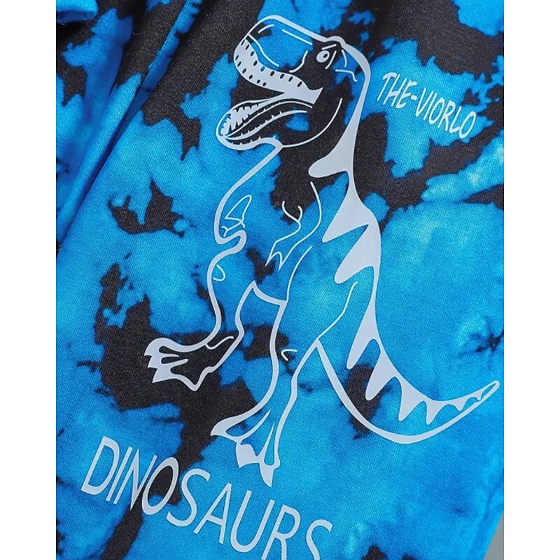 Boys 3D Graphic Tie Dye Dinosaur Sports Suit Sweatshirt & Sweatpants Set Tracksuits Long Sleeve Spring Fall Daily Basic Casual Kids 4-12 Years Crew Neck Outdoor Vacation Sports Tailored Fit4