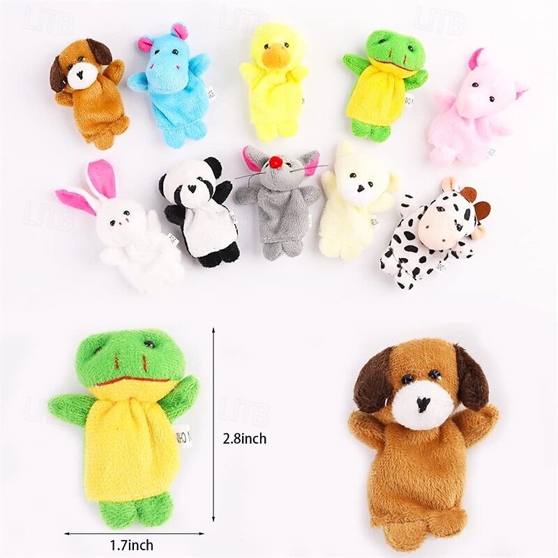 10Pcs Finger Puppets Set - Soft Plush Animals Finger Puppet Toys for Kids Mini Plush Figures Toy Assortment for Boys & Girls Party Favors for Shows Playtime Schools3