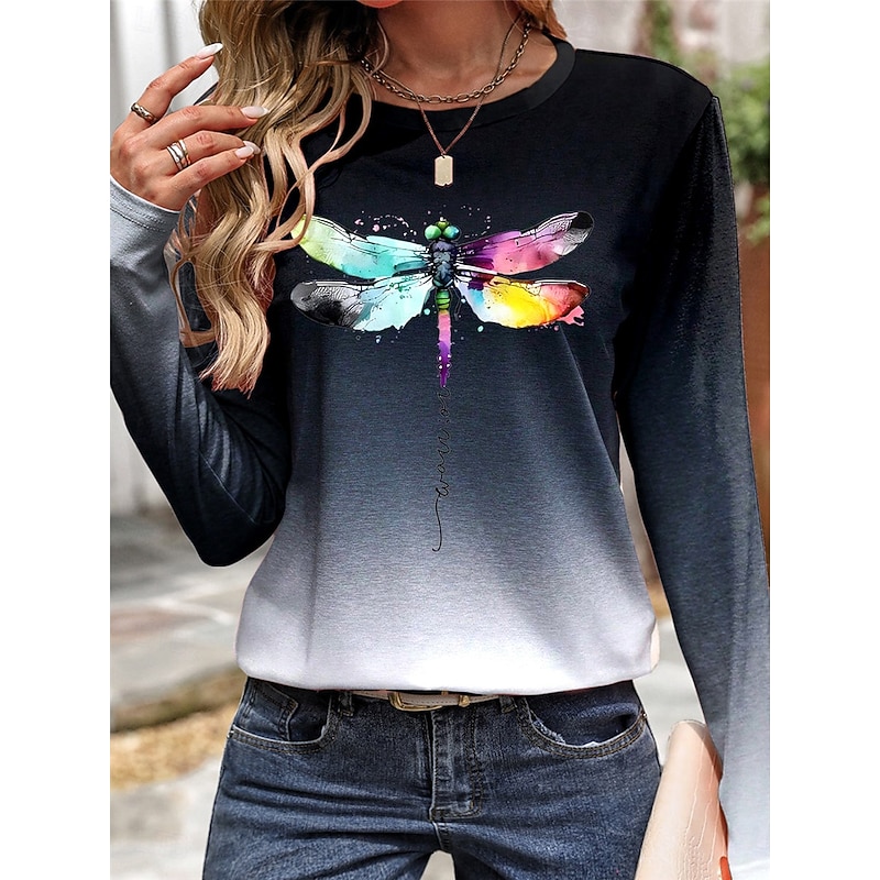 Women's 100% Cotton T shirt Tee Daily Weekend Casual Navy Blue Fall Winter