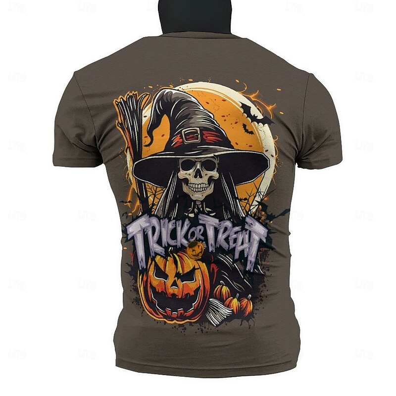 Trick or Treat Witch Skeleton Skull T-shirt Halloween 3D Graphic For Men's Adults' Masquerade 3D Print Party Casual Daily4