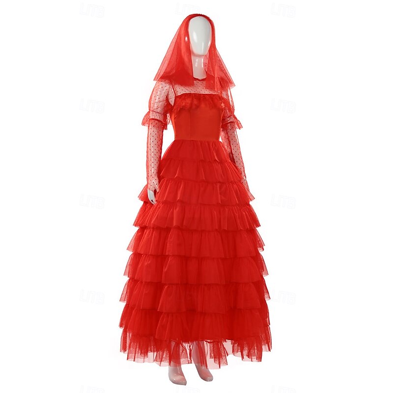 Lydia Deetz Zombie Brides Halloween Dress Fancy Costume Beetlejuice Scary Costume Adults' Women's Halloween Carnival Performance Wedding Party Easy Halloween Costumes Dress Up2