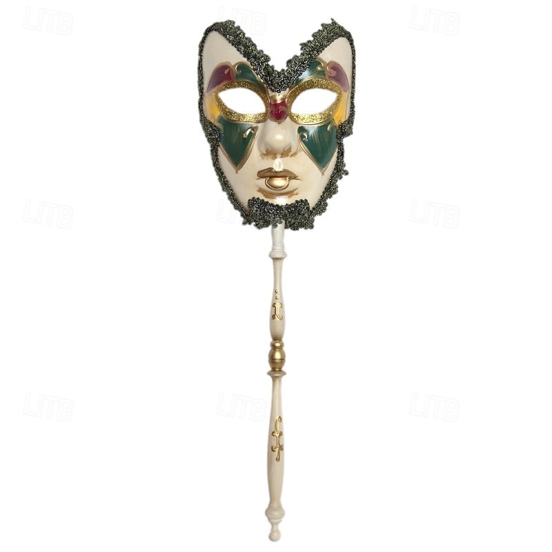 Halloween Mask Venetian Mask Mask On a Stick Carnival Mask Adults' Unisex Halloween Carnival Mardi Gras Party Evening Wear Masquerade Prom Easy Halloween Costumes Dress Up3