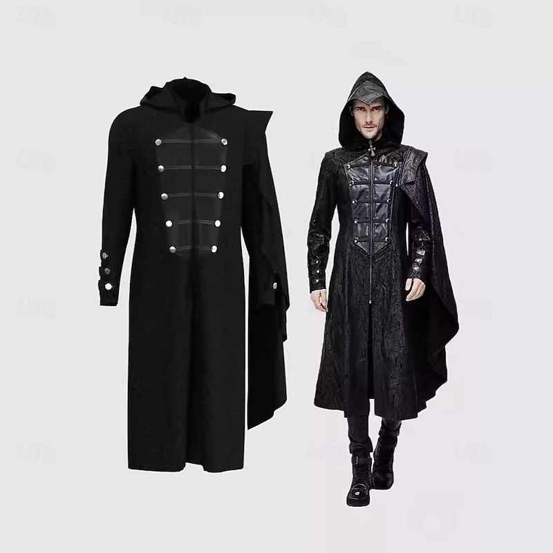 Punk & Gothic Medieval Renaissance Coat Masquerade Knight Ritter Fancy Dress Men's Fantasy Steampunk Masquerade Party / Evening Adults' Coat