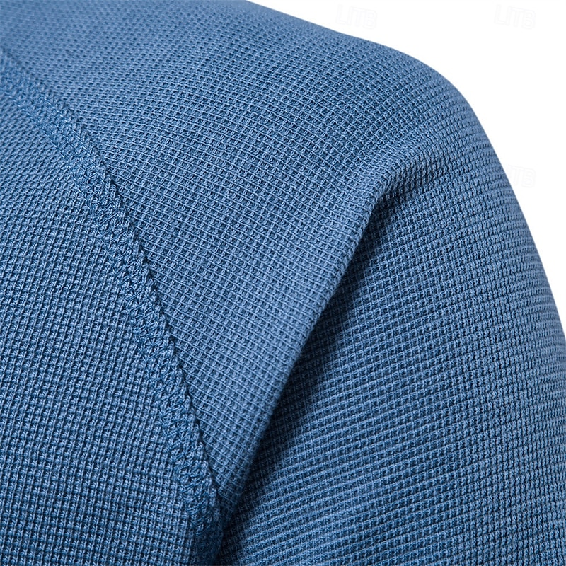 Waffle Henley T-Shirt Men Long Sleeve Basic Breathable Men's Tops Tee Shirts New Autumn Solid Color T Shirt For Men3