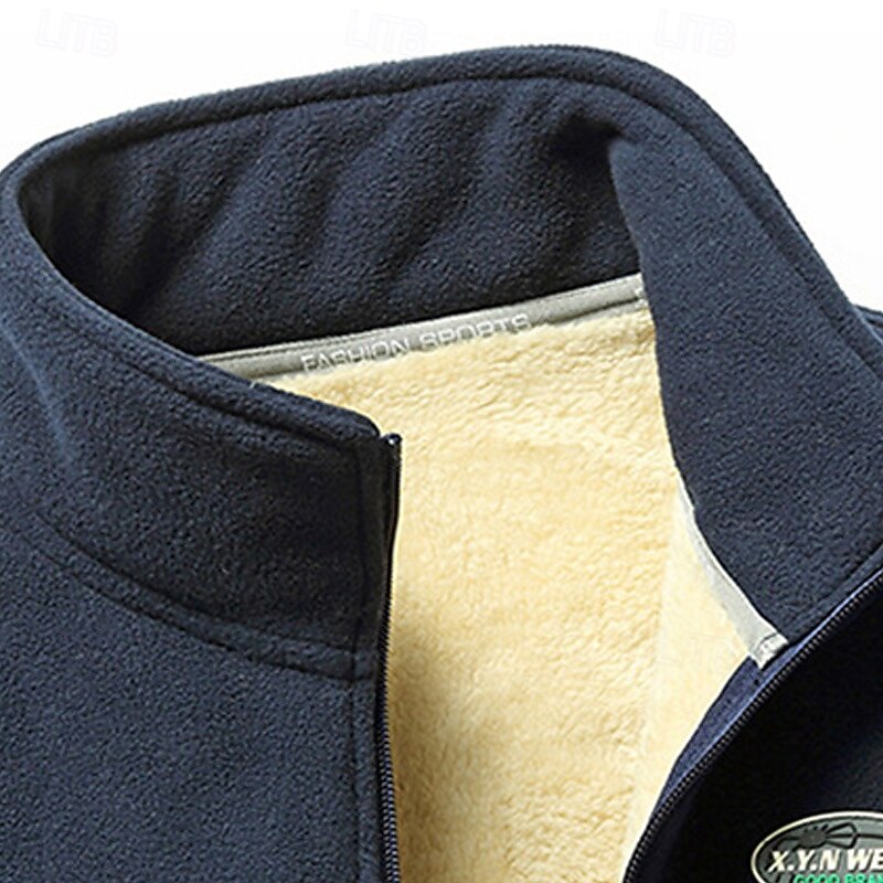 Men's Hiking Jacket Hiking Fleece Jacket Winter Outdoor Patchwork Thermal Warm Fleece Lining Fleece Jackets Full Zip Climbing Camping / Hiking / Caving Traveling Black Burgundy Green Dark Blue Grey2