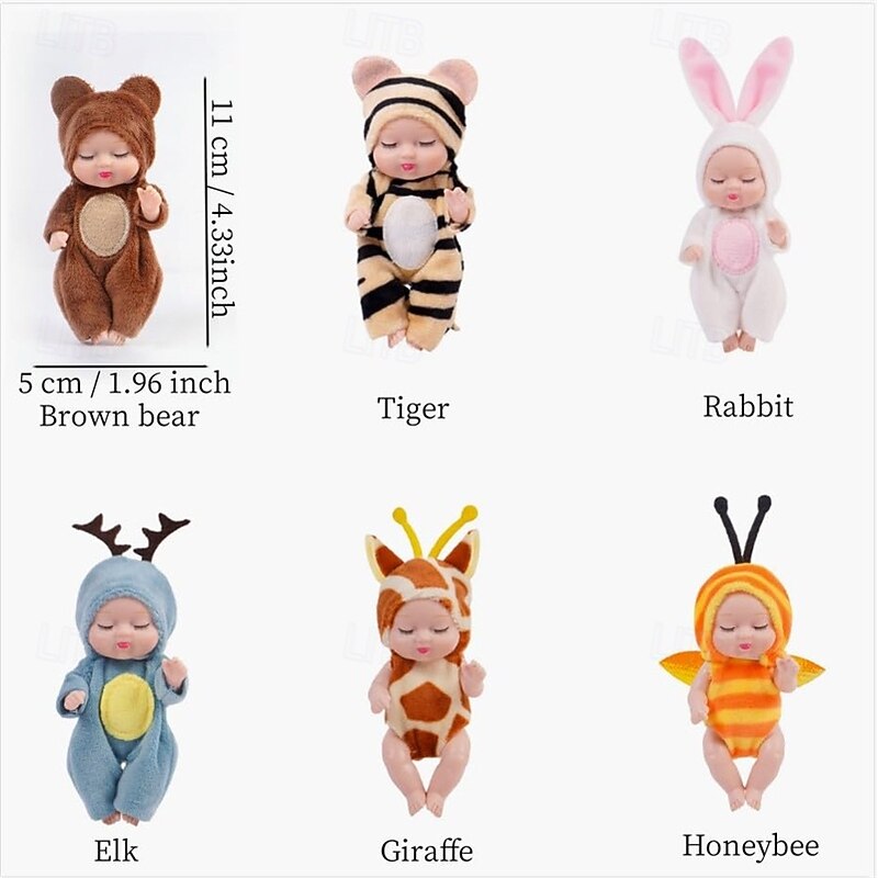 4 Inch Mini Baby Dolls 6pcs Set Realistic Baby Dolls Toys with Cute Handmade Doll Clothes for Suitability Kids 3 and up4