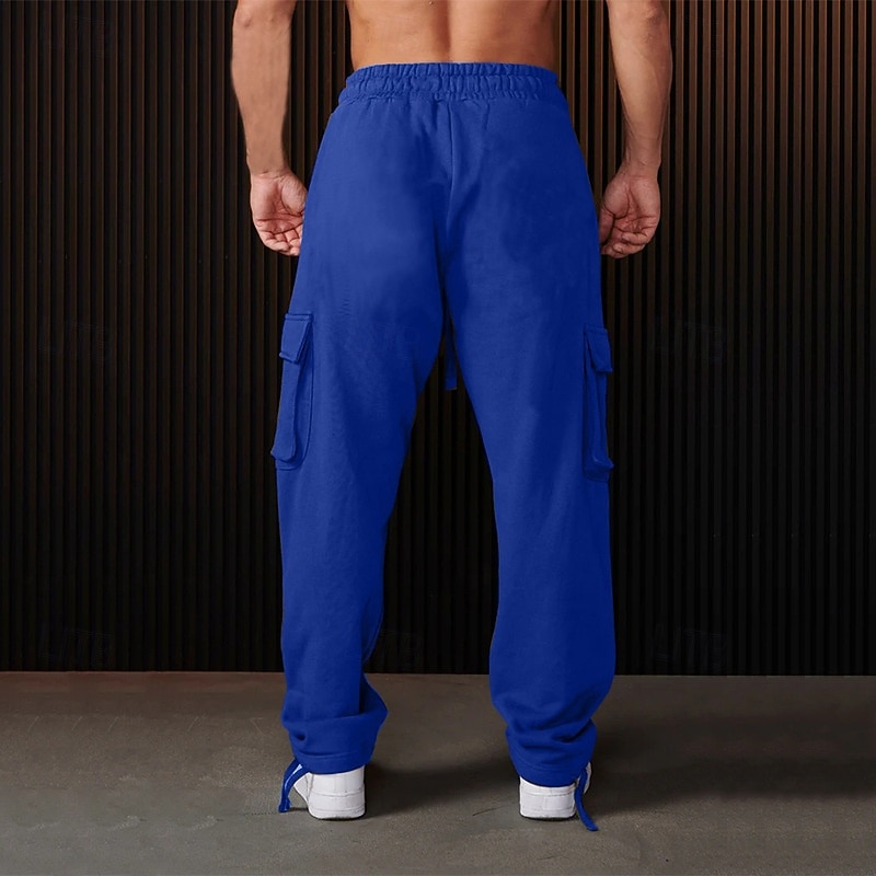 Men's Sweatpants Joggers Trousers Cargo Sweatpants Pocket Drawstring Elastic Waist Plain Comfort Sports Outdoor Daily Fashion Casual Black Red Micro-elastic2