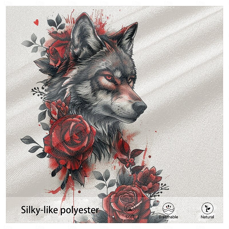 Men's Wolf Zip Polo Shirts Golf Shirt Short Sleeve Polo Shirts Collared Shirts Casual Funny Streetwear Vacation Wear Party Outfits 3D Print Quarter Zip Polo Summer Spring Black Wine Red4